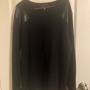 Black Leather shoulder patches sweater